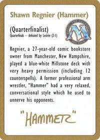 1996 Shawn "Hammer" Regnier Biography Card [World Championship Decks] - Bea DnD Games