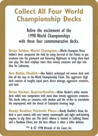 1998 World Championships Ad [World Championship Decks 1998] - Bea DnD Games