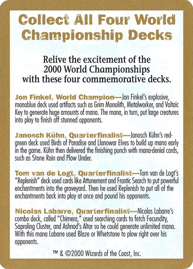 2000 World Championships Ad [World Championship Decks 2000] - Bea DnD Games