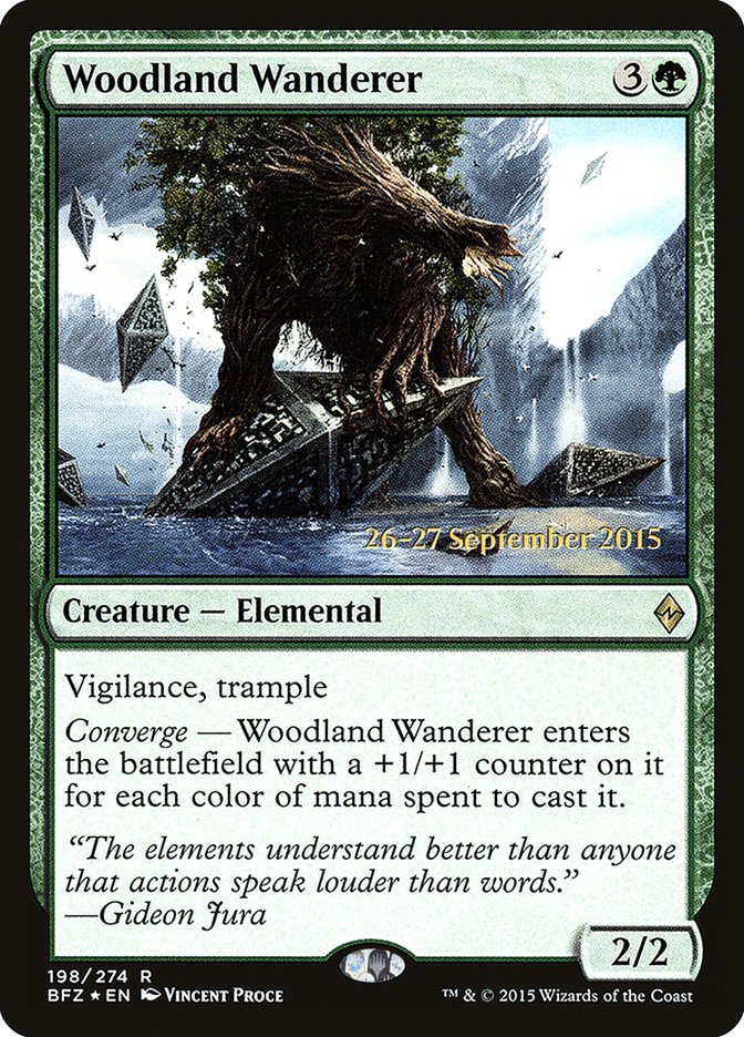 new mtg dragon cards Woodland Wanderer [Battle for Zendikar Prerelease Promos]