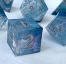 A Splash of Winter - New Zealand Made Handcrafted Dice Set by Tui Dice - Bea DnD Games