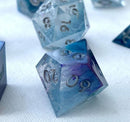 A Splash of Winter - New Zealand Made Handcrafted Dice Set by Tui Dice - Bea DnD Games