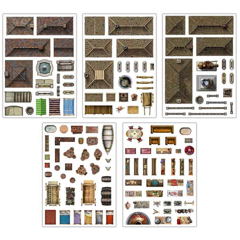 Add on Scenery for RPG Battle Maps - Town Trimmings - Bea DnD Games