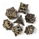 Adventuring Party 7 Piece Hollow Metal Polyhedral Dice Set & Dice Case - Bea DnD Games