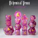 Alchemical Venus - 14pc Dice Set by Kraken Dice + Dice Bag - Bea DnD Games