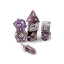 Amethyst Handcrafted Gemstone Dice by Level Up Dice - Bea DnD Games