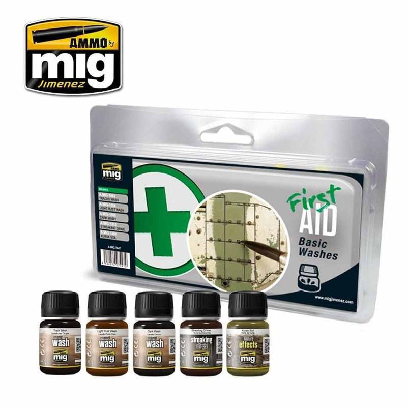 AMMO by Mig Jimenez Weathering First Aid Basic Washes Set - Bea DnD Games