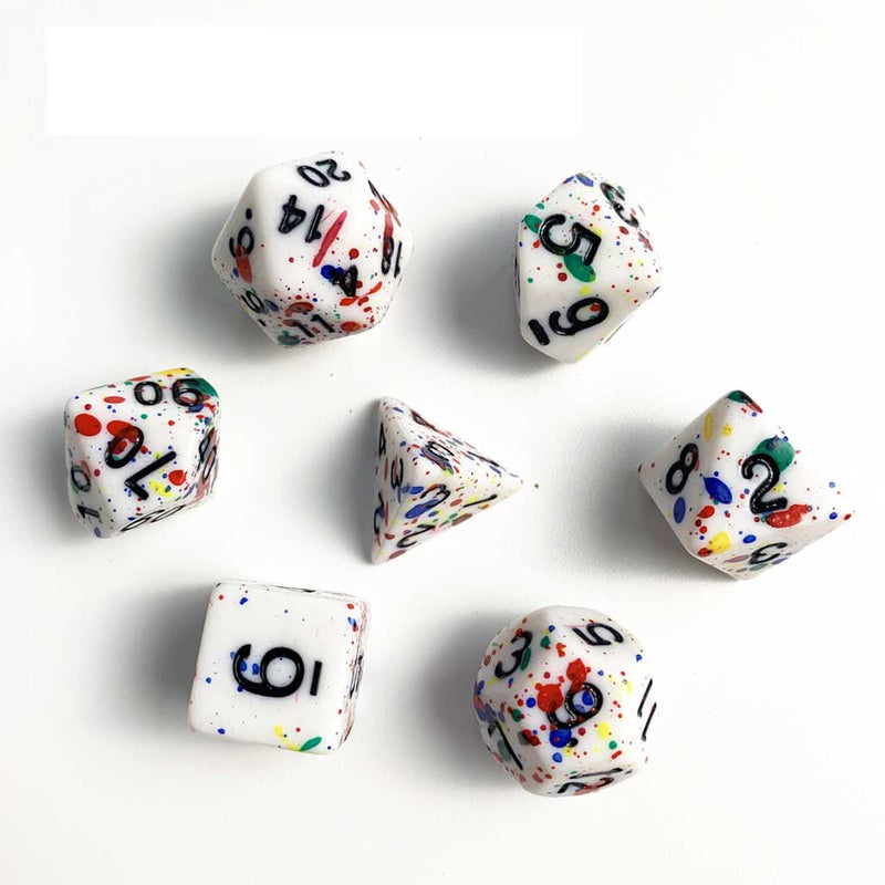 Andy Warhol - 7 Piece Polyhedral Dice Set + Dice Bag - Bea DnD Games