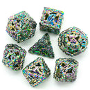 Anointed Skulls 7 Piece Hollow Metal Polyhedral Dice Set & Dice Case - Bea DnD Games