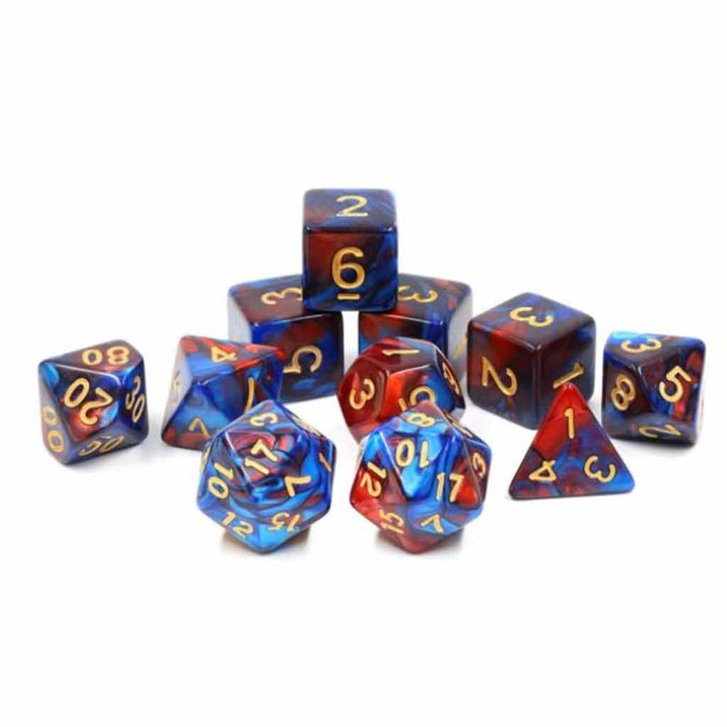 Arcane Artifact 11pc Polyhedral Dice Set + Dice Bag - Bea DnD Games