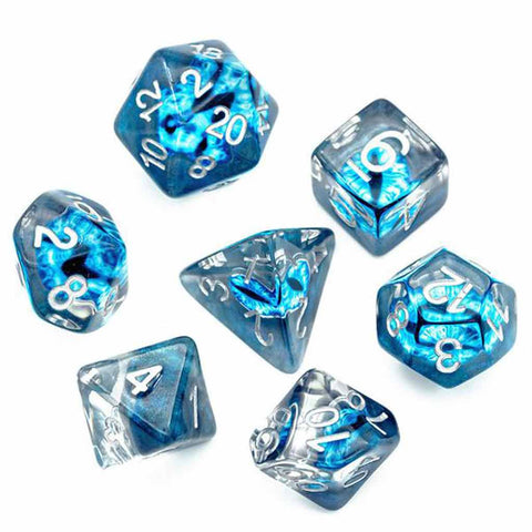 Arcane Eye - 7 Piece Polyhedral Dice Set + Dice Bag - Bea DnD Games