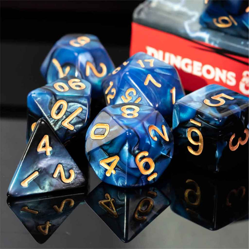 Arcane Steel - 7 Piece Polyhedral Dice Set + Dice Bag - Bea DnD Games