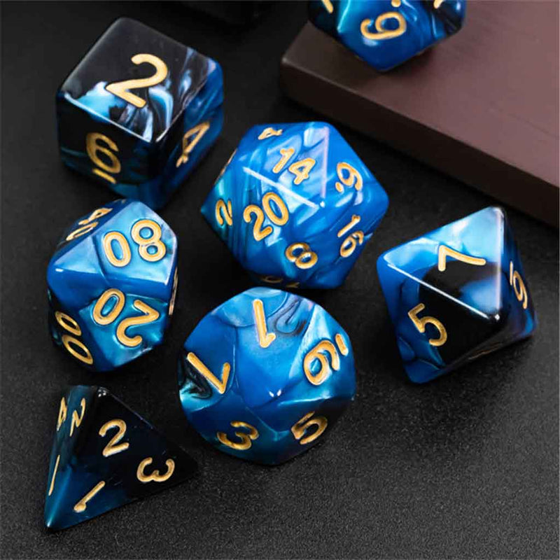 Arcane Steel - 7 Piece Polyhedral Dice Set + Dice Bag - Bea DnD Games