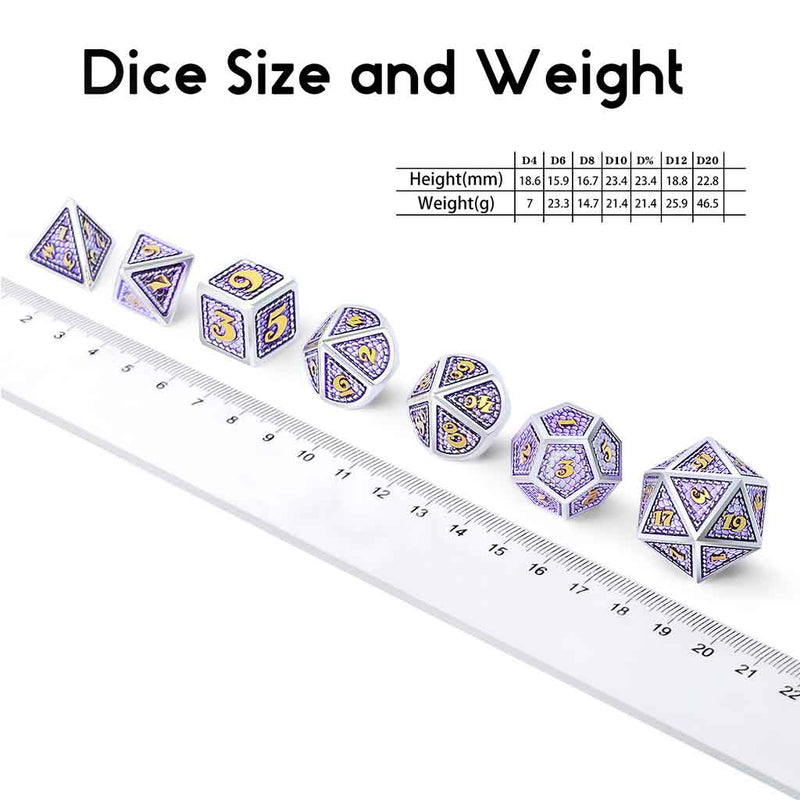 Archmage 7 Piece Metal Polyhedral Dice Set & Dice Case - Bea DnD Games