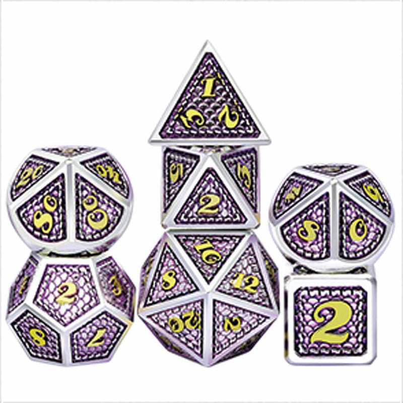 Archmage 7 Piece Metal Polyhedral Dice Set & Dice Case - Bea DnD Games