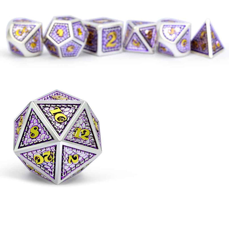 Archmage 7 Piece Metal Polyhedral Dice Set & Dice Case - Bea DnD Games