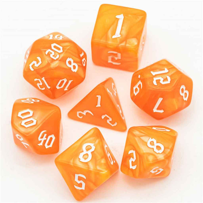 Archmagi's Fire - 7 Piece Polyhedral Dice Set + Dice Bag - Bea DnD Games