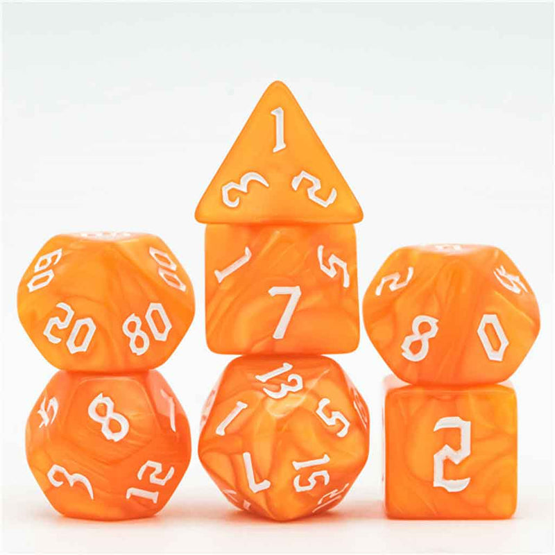 Archmagi's Fire - 7 Piece Polyhedral Dice Set + Dice Bag - Bea DnD Games