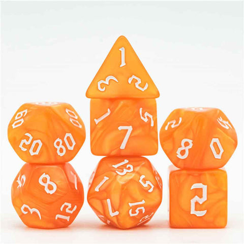 Archmagi's Fire - 7 Piece Polyhedral Dice Set + Dice Bag - Bea DnD Games