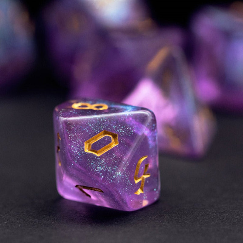 Astral Sea 7 Piece Polyhedral Dice Set + Dice Bag - Bea DnD Games