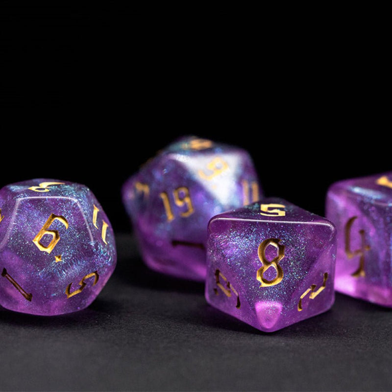 Astral Sea 7 Piece Polyhedral Dice Set + Dice Bag - Bea DnD Games