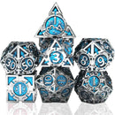 Auril's Avatar 7 Piece Metal Polyhedral Dice Set & Dice Case - Bea DnD Games