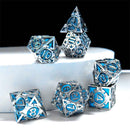 Auril's Avatar 7 Piece Metal Polyhedral Dice Set & Dice Case - Bea DnD Games