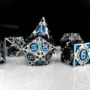 Auril's Avatar 7 Piece Metal Polyhedral Dice Set & Dice Case - Bea DnD Games