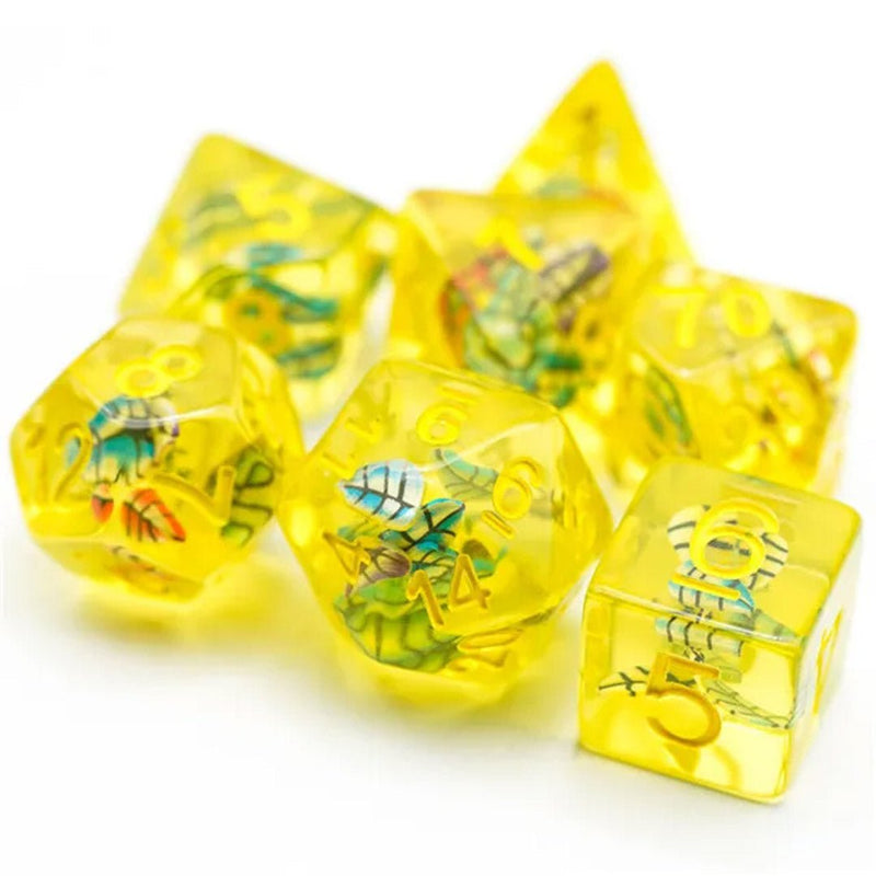 Autumn Nymph - 7 Piece Polyhedral Dice Set + Dice Bag - Bea DnD Games