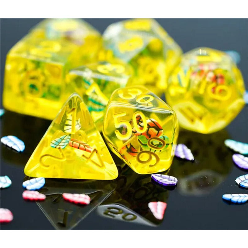 Autumn Nymph - 7 Piece Polyhedral Dice Set + Dice Bag - Bea DnD Games