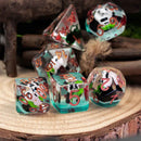 Bamboo Panda Dice - 7 Piece Polyhedral Dice Set + Dice Bag - Bea DnD Games