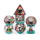 Bamboo Panda Dice - 7 Piece Polyhedral Dice Set + Dice Bag - Bea DnD Games