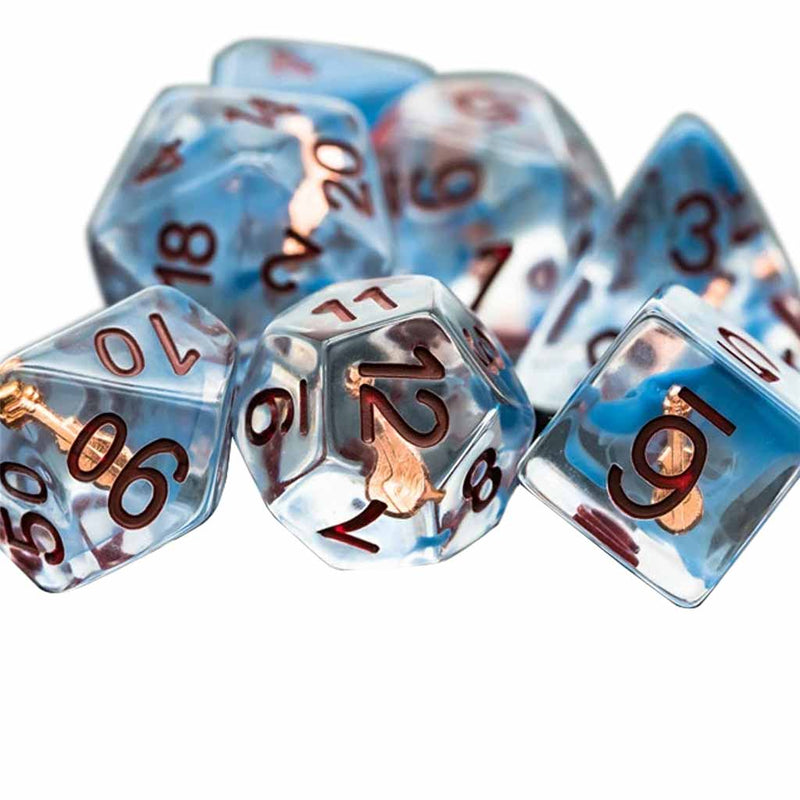 Bards Song - 7 Piece Polyhedral Dice Set + Dice Bag - Bea DnD Games