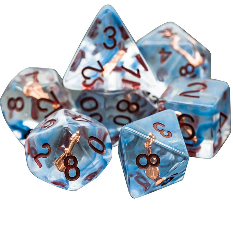 Bards Song - 7 Piece Polyhedral Dice Set + Dice Bag - Bea DnD Games