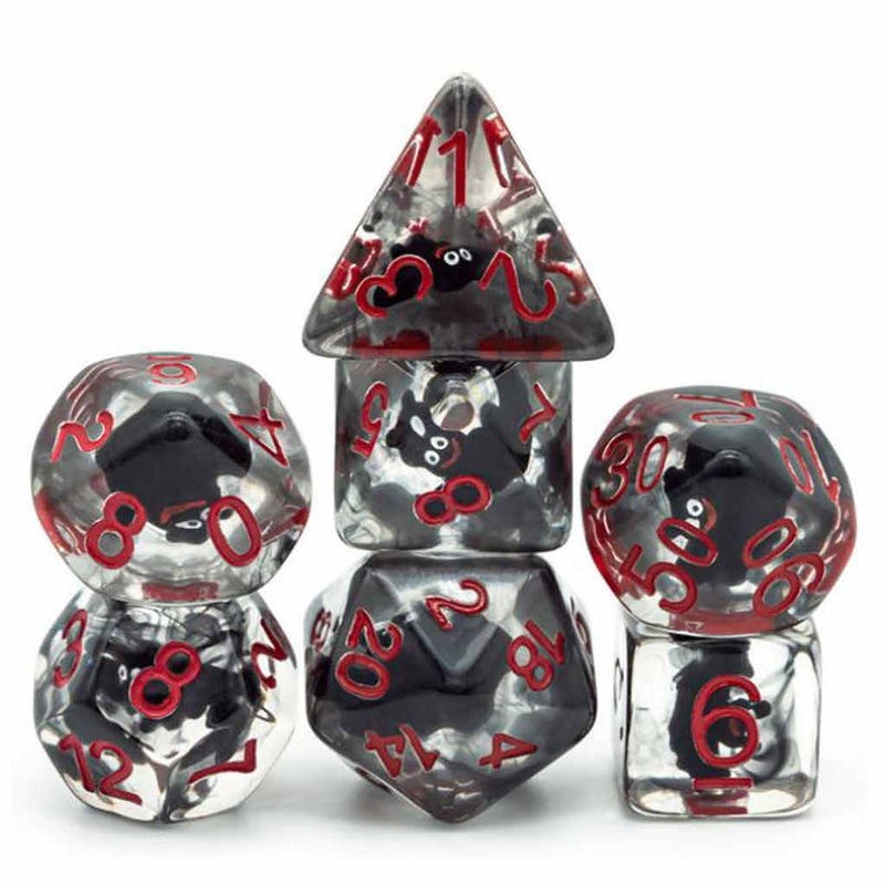 Bat Dice - 7 Piece Polyhedral Dice Set + Dice Bag - Bea DnD Games