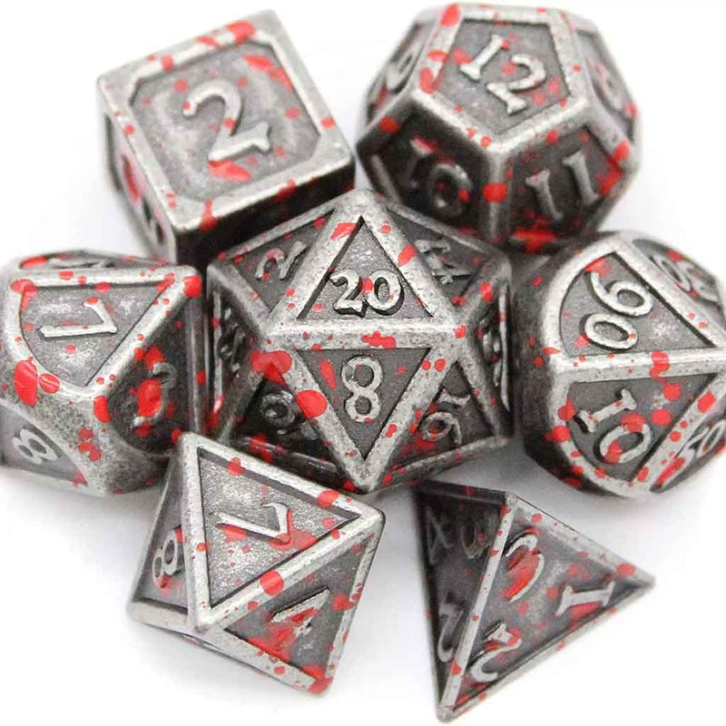 Battle Rocks 7 Piece Metal Polyhedral Dice Set & Dice Case - Bea DnD Games