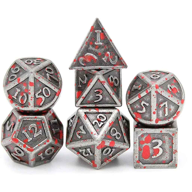 Battle Rocks 7 Piece Metal Polyhedral Dice Set & Dice Case - Bea DnD Games
