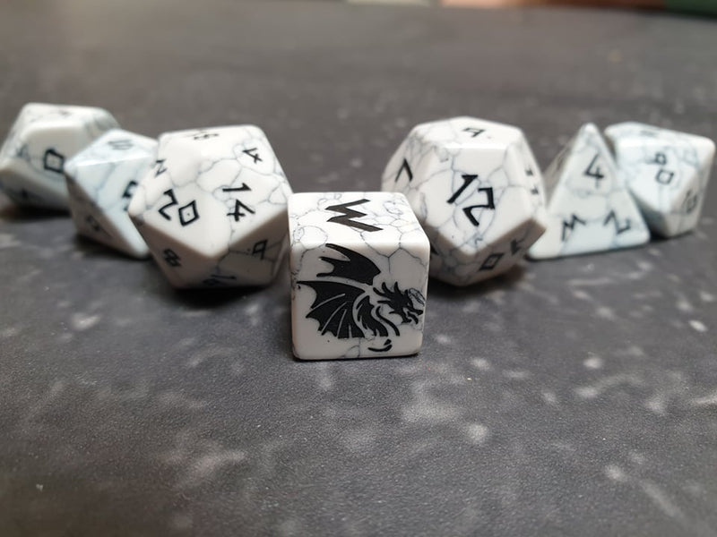 Bea DnD Howlite Handcrafted Gemstone Dice by Level Up Dice - Bea DnD Games