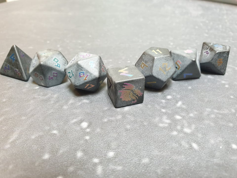Bea DnD Ionised Obsidian Handcrafted Gemstone Dice by Level Up Dice - Bea DnD Games