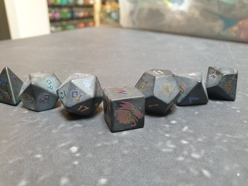 Bea DnD Ionised Obsidian Handcrafted Gemstone Dice by Level Up Dice - Bea DnD Games