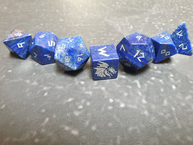 Bea DnD Lapis Lazuli Handcrafted Gemstone Dice by Level Up Dice - Bea DnD Games