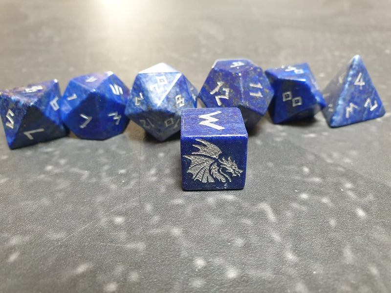 Bea DnD Lapis Lazuli Handcrafted Gemstone Dice by Level Up Dice - Bea DnD Games