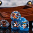 Beatrice's Friends - 7 Piece Polyhedral Dice Set + Dice Bag - Bea DnD Games