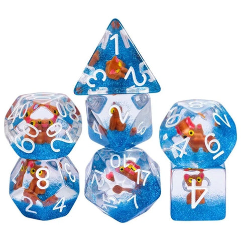 Beatrice's Friends - 7 Piece Polyhedral Dice Set + Dice Bag - Bea DnD Games
