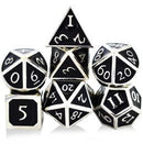Black Magic 7 Piece Metal Polyhedral Dice Set & Dice Case - Bea DnD Games