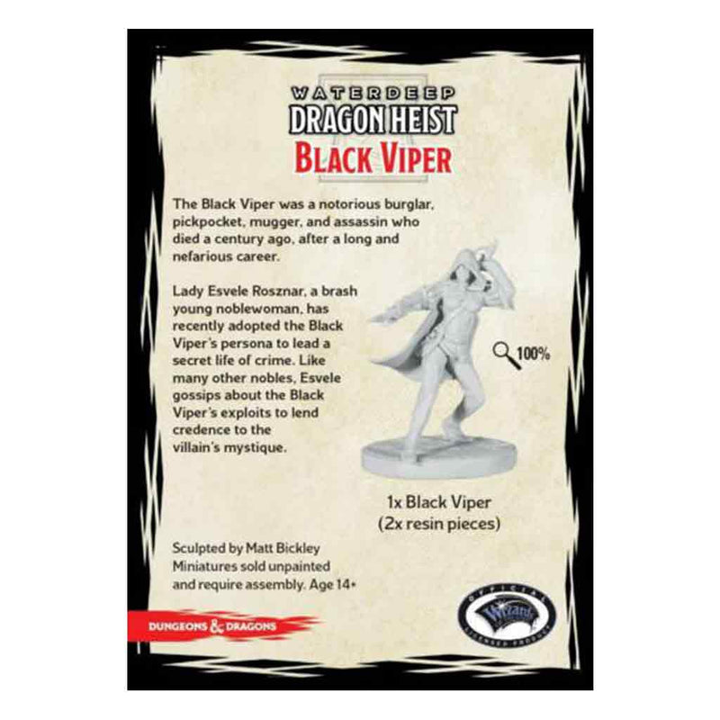 Black Viper - Waterdeep Dragon Heist D&D Collectors Series Unpainted Miniatures - Bea DnD Games
