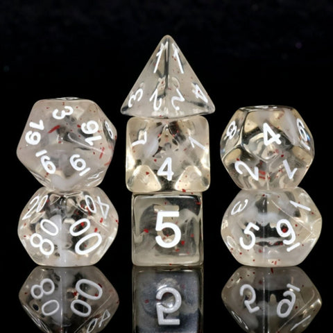Blessed Bane - 7 Piece Polyhedral Dice Set + Dice Bag - Bea DnD Games