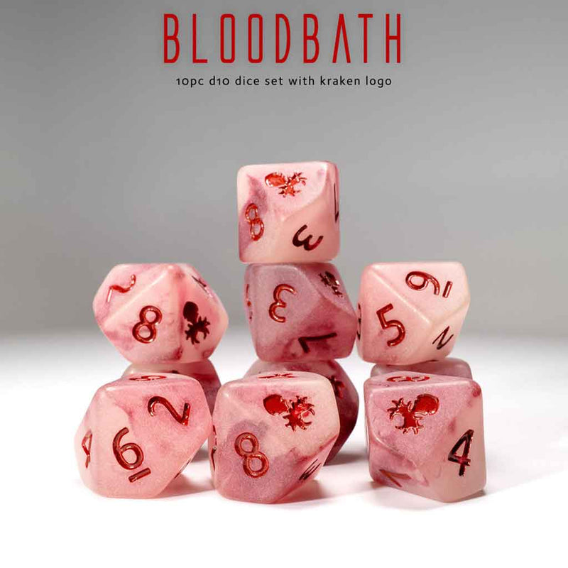 Bloodbath 10 Piece D10 GLOW IN THE DARK Dice Set - Bea DnD Games
