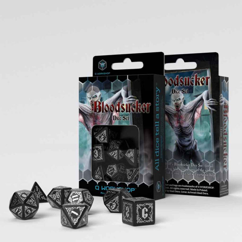 Bloodsucker Black & Silver Dice Set by Q Workshop - Bea DnD Games