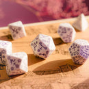 Blue Star Lotus Japanese Style 7pc Polyhedral Dice Set by Q Workshop - Bea DnD Games
